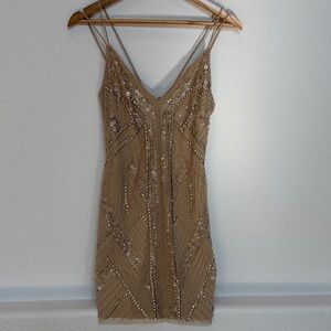 Elegant Nude Sequin Dress